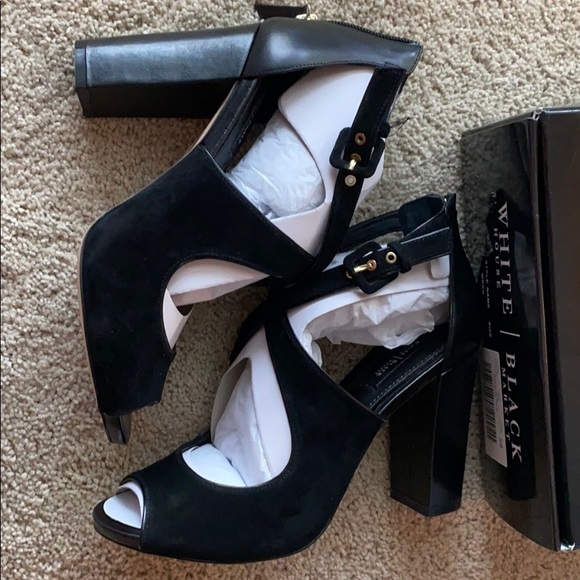 Black suede heels